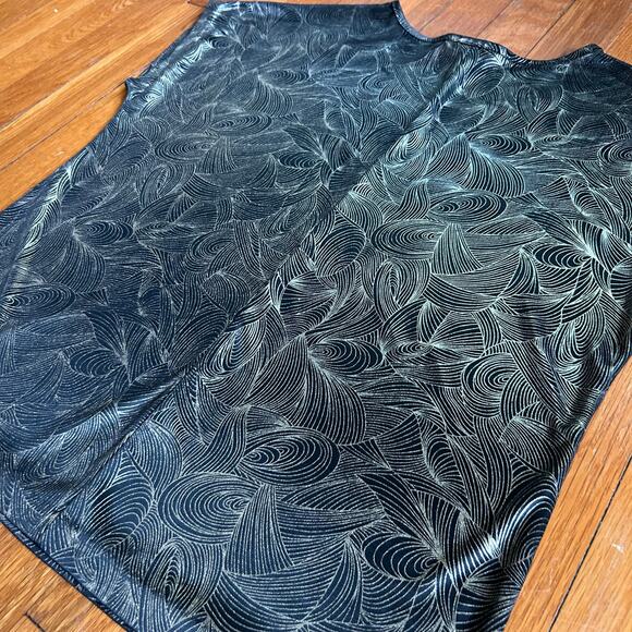 1980s Cherry Hill Metallic Silver Gold Vintage Abstract Blouse Size M - Picture 12 of 16